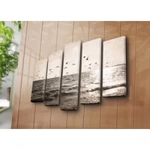 5PAT-42 Multicolor Decorative Canvas Painting (5 Pieces)