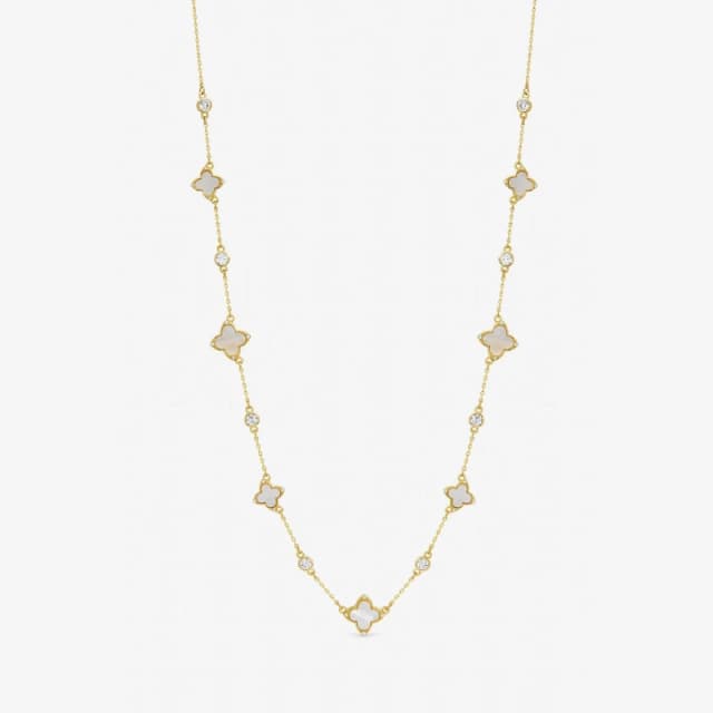 Jon Richard Gold Mother of Pearl Crystal Clover Necklace Chain Necklaces One Size Gold 71702310000