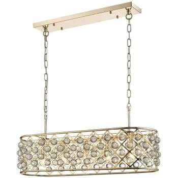 5 Light Oval Ceiling Pendant Gold, Clear with Crystals, E14 - Spring Lighting