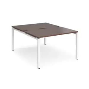 Bench Desk 2 Person Rectangular Desks 1200mm Walnut Tops With White Frames 1600mm Depth Adapt