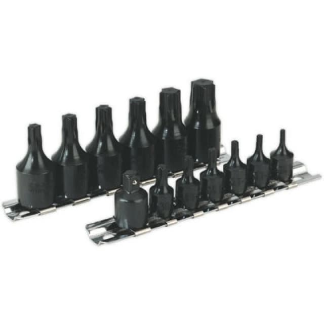 Loops 13 PACK TRX Star Socket Bit Set - 1/4" & 3/8" Square Drive - BLACK OXIDE T10 T60 Black