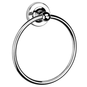 Croydex Flexi-Fix Wimbourne Wall Mounted Chrome Effect Towel Ring, (W)162mm