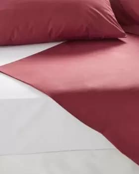 Cotton Traders 400 Thread Count Sateen Flat Sheet in Red