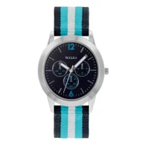 Tikkers Kids Blue Sporty Stripe Canvas Strap Watch