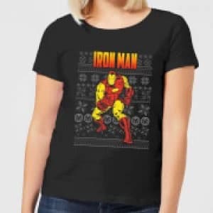 Marvel Avengers Classic Iron Man Womens Christmas T-Shirt - Black