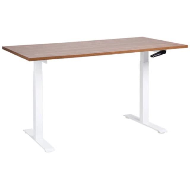 Beliani Manual Adjustable Standing Desk Destines Brown/ White 160 Cm 72 Cm