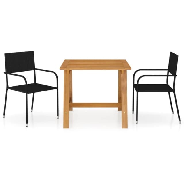 VIDAXL 3 Piece Garden Dining Set Black Vidaxl 8720286335918