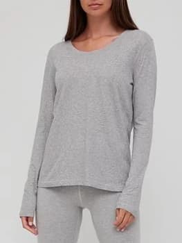 Superdry Long Sleeve Lounge Top - Grey Marl, Grey, Size 10, Women