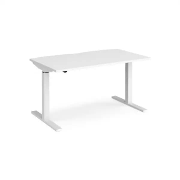 Elev8 Height Adjustable Desk Rectangular Desk 1400mm White Tops With White Frames 800mm Depth Elev8 Mono White EVM-1400-WH-WH