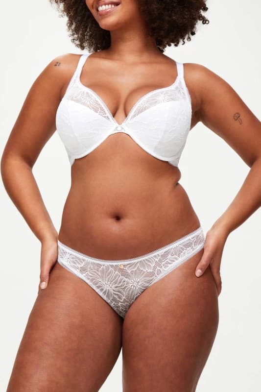 KBX Womens Bridal Alice Padded Plunge Bra in White Size: 34DD White Female 34DD