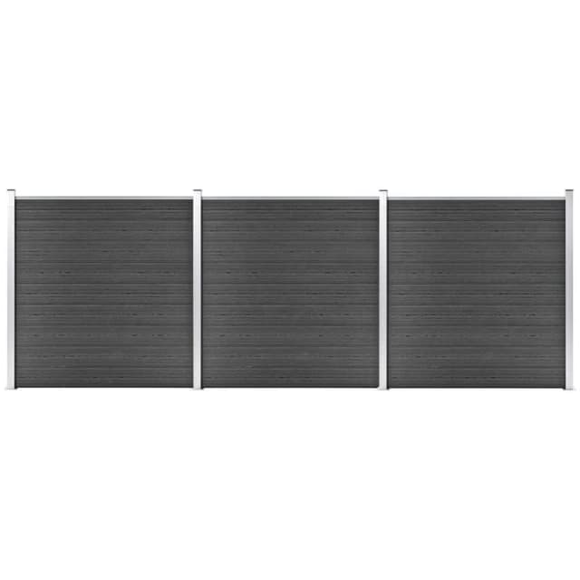 VIDAXL Fence Panel Set WPC 526x186cm Black vidaXL 8720286366783