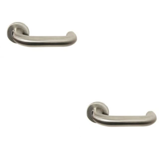 Loops 2x PAIR 22mm Round Bar Safety Handle on Round Rose Concealed Fix Satin Steel Metallics