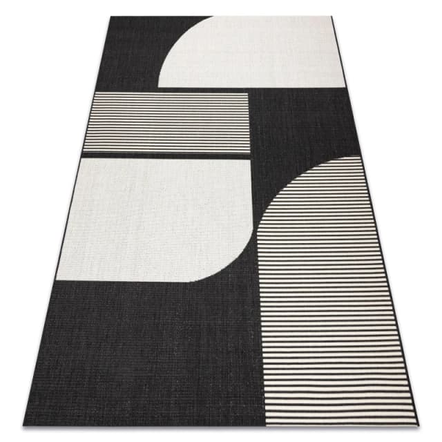 RugsX Carpet Sisal Flat 49384690 Abstraction Cream / Black 140X200 Cm