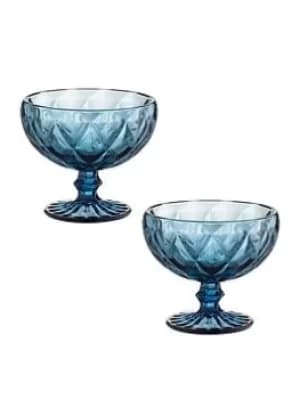 Ravenhead Gemstone Blue Set Of 2 Footed Sundae Glasses