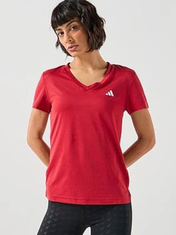 Womens V-neck T-Shirt adidas Essentials Rouge Female XS