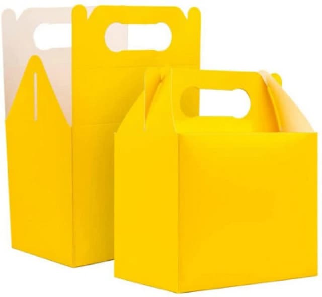 Shatchi 10Pcs Yellow Colour Cardboard Lunch Takeaway Birthday Wedding Carry Meal Food Cake Party Box Childrens Loot Bags