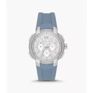 Michael Kors Womens Sidney Multifunction Chambray Silicone Watch - Blue