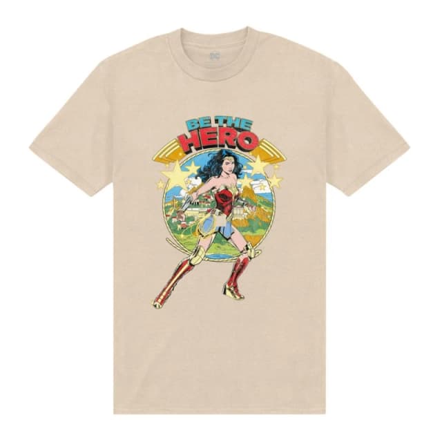 Wonder Woman Mens Be The Hero T-Shirt in Beige Size: Small Beige Male S