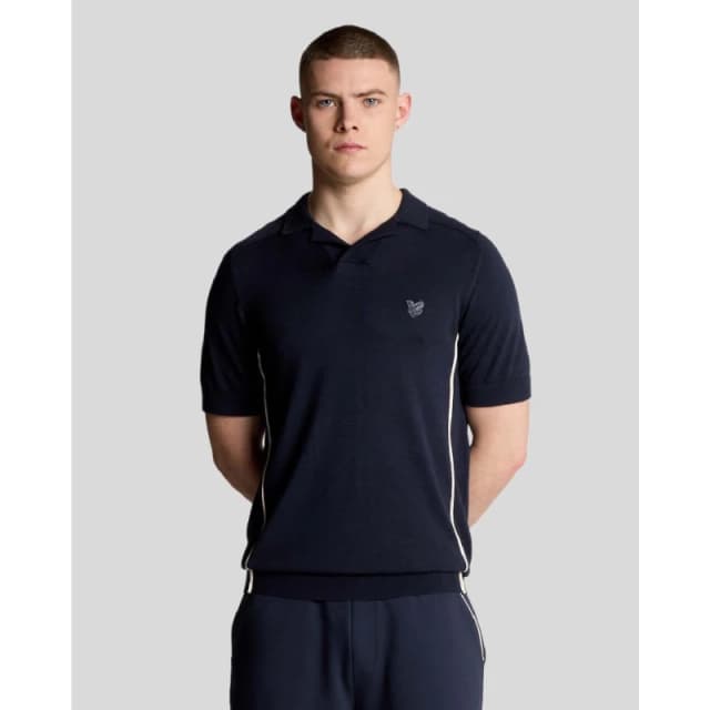 Lyle and Scott Seam Tipped Knitted Polo Shirt Blue male XS