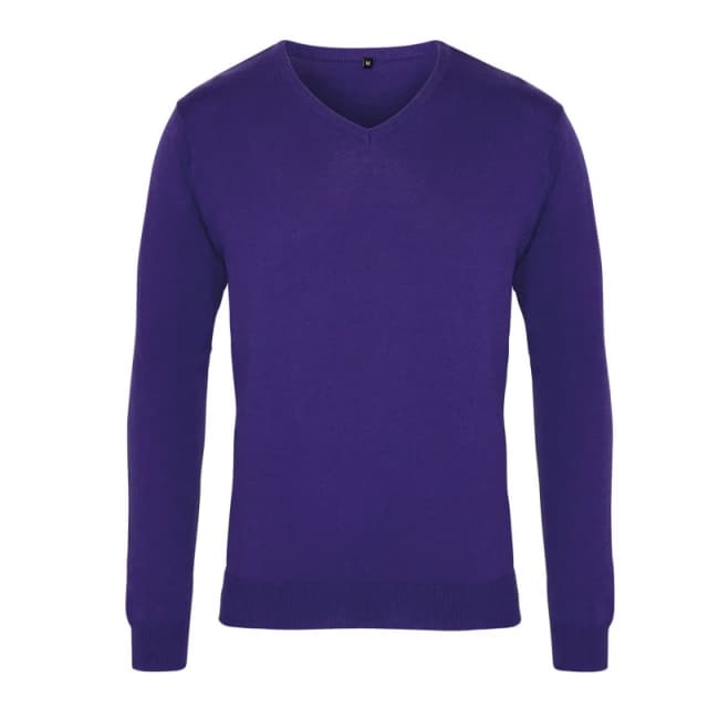 Premier Premier Men Knitted Cotton Acrylic V Neck Sweatshirt in Purple Size: X-Small Purple XS Male 5063470720934