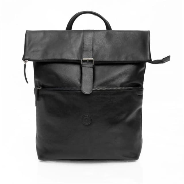 PRIMEHIDE 'Orion' Leather Mens Rolltop Rucksack Black