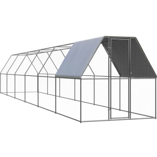 VIDAXL Outdoor Chicken Cage 2x12x2 m Galvanised Steel Vidaxl 8720286764718