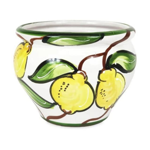 Verano Spanish Ceramics Lemons Hand Painted Outdoor Garden Patio Terrace Bola Plant Pot (D) 25cm Multi unisex