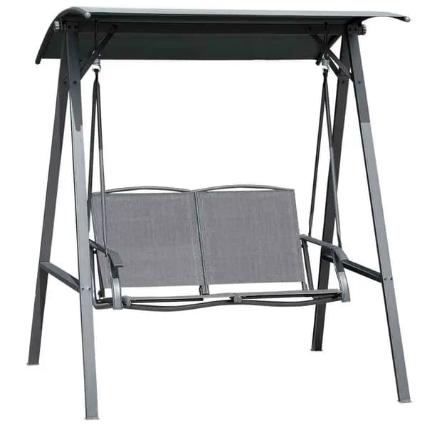 Outsunny 2 Seater Garden Swing Chair Swing Bench with Adjustable Canopy, Grey 84A-251CG