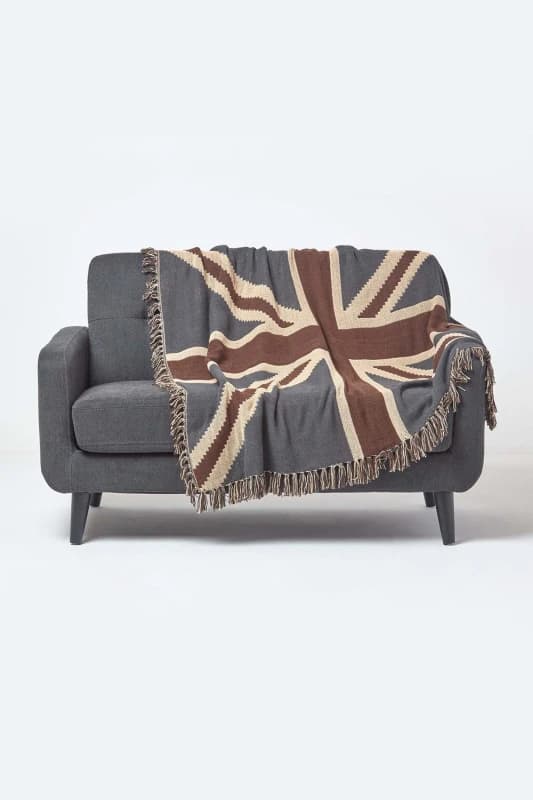Homescapes Cotton Union Jack Flag Throw Size: 150cm x 200cm Multicolor Unisex 150cm x 200 cm