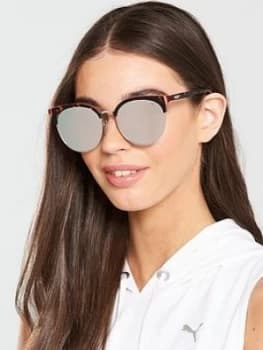 Puma Rectangle Sunglasses - Havana/Silver, Women