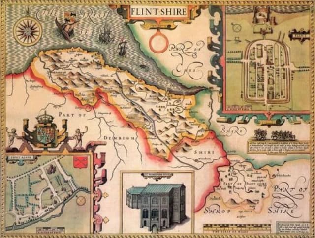 John Speed Historial Map Flintshire Historical Map 1000 Piece Jigsaw Puzzle (1610)