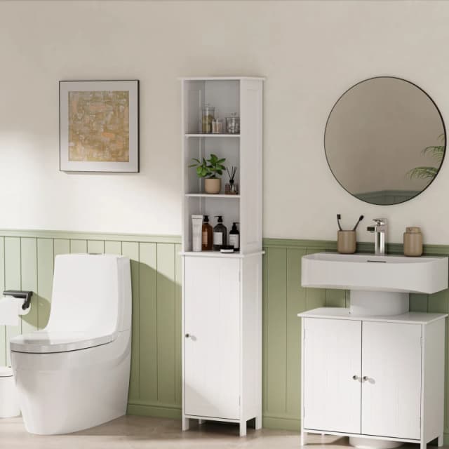 VonHaus Freestanding Tall Bathroom Cabinet White