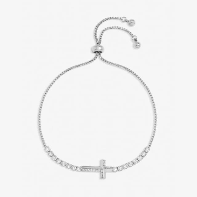 Jon Richard Womens Silver Plated & Crystal Cross Toggle Bracelet Silver Female One Size