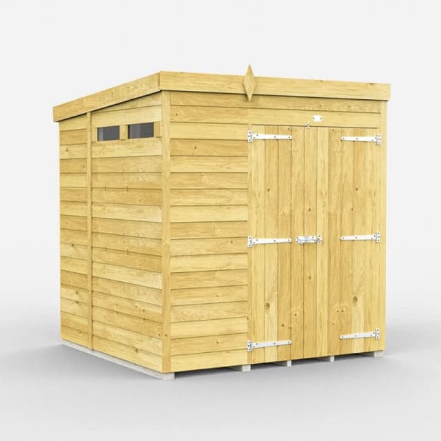 Buttercup Farm 6 x 7 Feet Pent Security Shed - Double Door - L214 x W185 x H201cm in Brown Brown Unisex