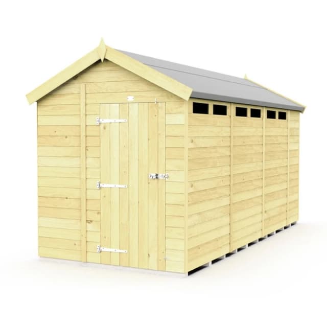 Buttercup Farm 6 x 14 Feet Apex Security Shed - Single Door - L417 x W175 x H217cm in Brown Brown Unisex