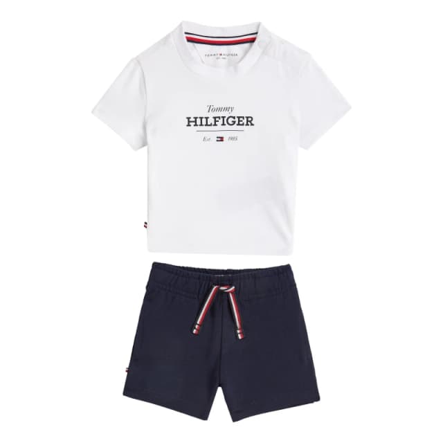 Tommy Hilfiger Unisex Kids T-Shirt and Shorts Set Night Navy C1G unisex 12M(80)