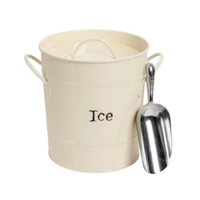 Harbour Housewares Ice Bucket With Scoop - Cream - Vintage Metal Bar Kitchen Cooler Bucket Cooling Storage Tin