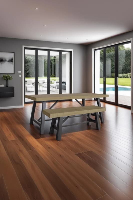 FWStyle FWStyle 1.32M Solid Pine Modern Fixed Top Dining Bench in Brown Brown One Size Unisex 5056413124173