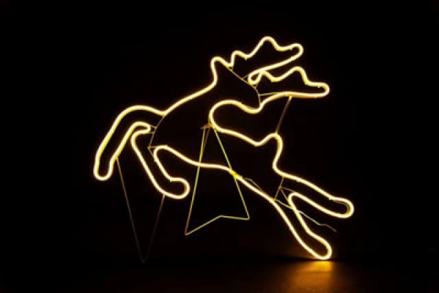 Shatchi Jumping Reindeer Neon Effect Rope Light Silhouette Double Side 90 Warm White Leds Christmas Outdoor