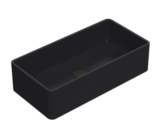 Balterley Rectangular Countertop Vessel Without Overflow Matt Black 465mm Black