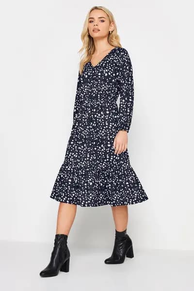 PixieGirl Petite Tiered Midi Dress Black