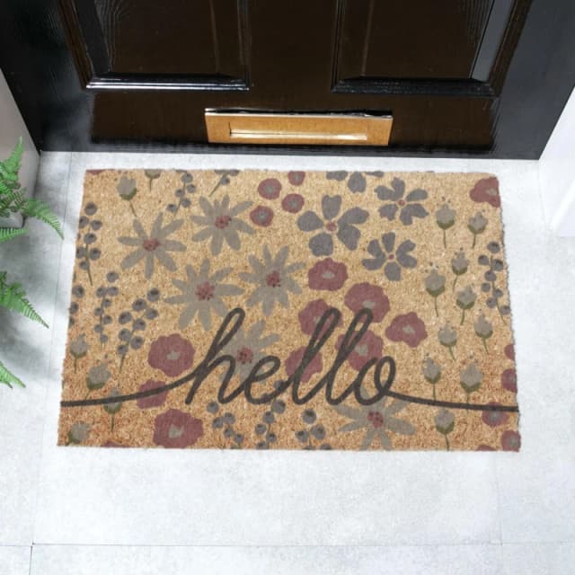 Artsy Doormats Hello Scribbly Floral Doormat (60 X 40Cm)