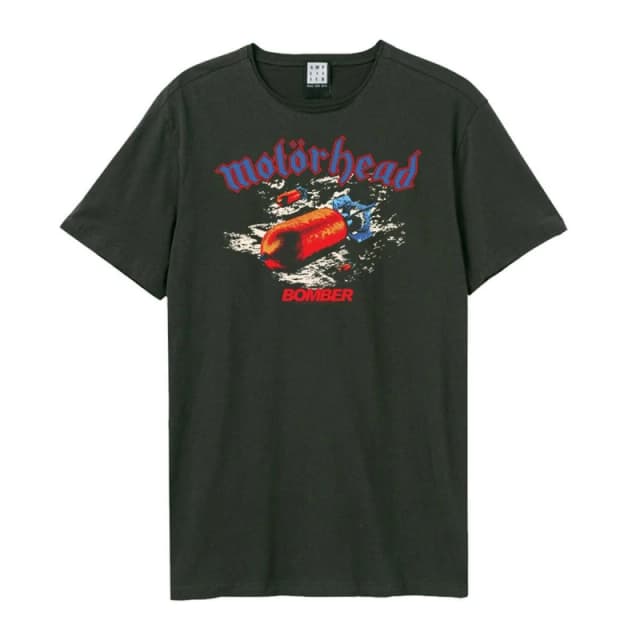 Amplified Amplified Men Bomber Motorhead T-Shirt in Charcoal Size: Small Charcoal S Male 5063470090860