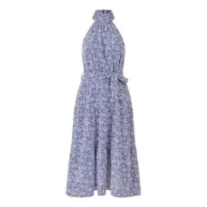 Mela London Blue Ditsy Floral Halter Neck Midi Dress - Blue