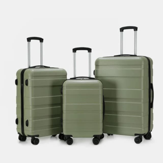 OHS OHS 3 Piece Set Of Suitcase Luggage Hard Shell Travel Case Bag in Pale Green Pale Green One Size Unisex 5027434208326