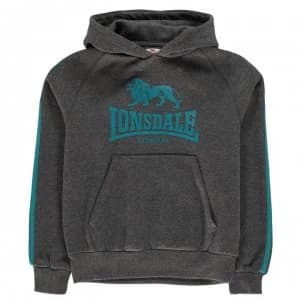 Lonsdale 2 Stripe OTH Hoodie Junior Boys - Charcoal/Blue