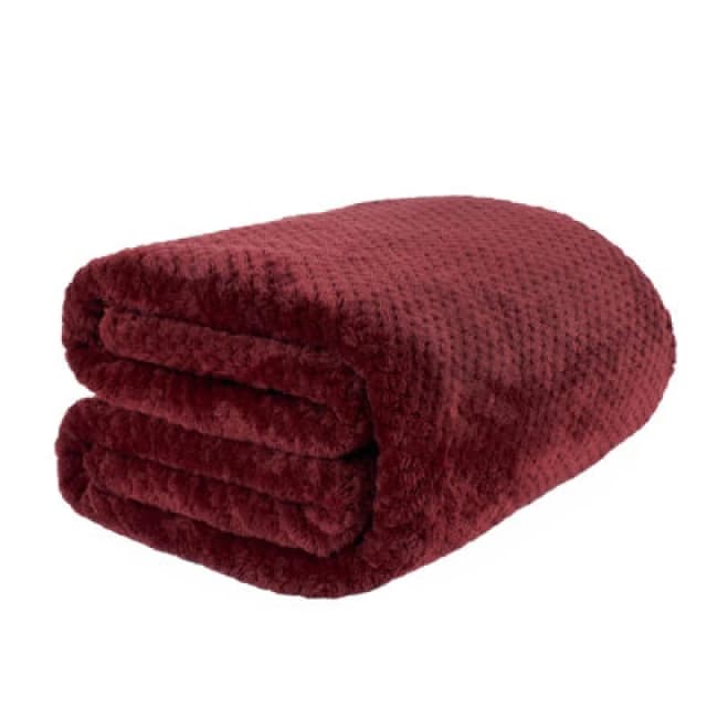 OHS OHS Luxury Large Waffle Honeycomb Mink Warm Throw in Wine Size: 150cm x 200cm Wine 150cm x 200cm Unisex 5027434168682