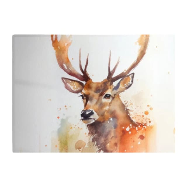 Warren Reed Designer Majestic Stag Watercolour Glass Chopping Board