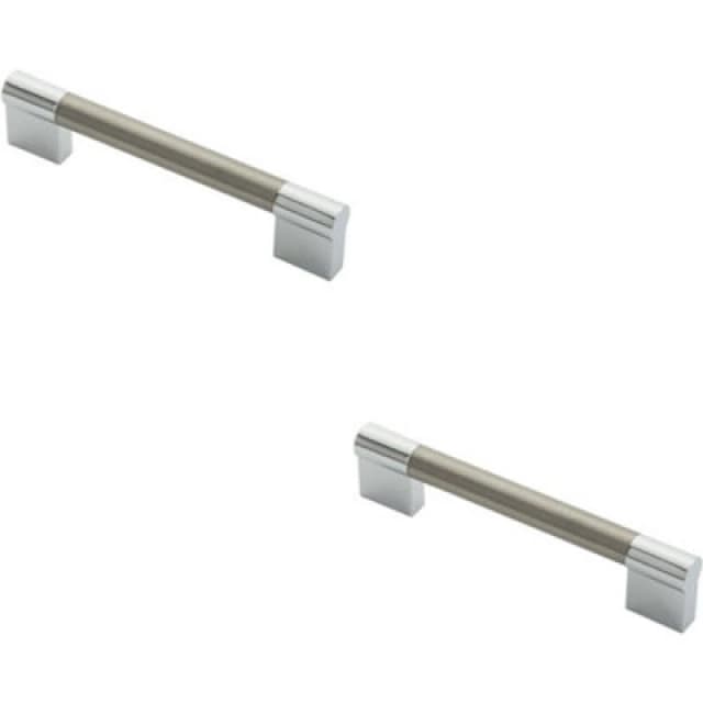 Loops 2x Keyhole Bar Pull Handle 140 x 14mm 128mm Fixing Centres Satin Nickel & Chrome Metallics unisex