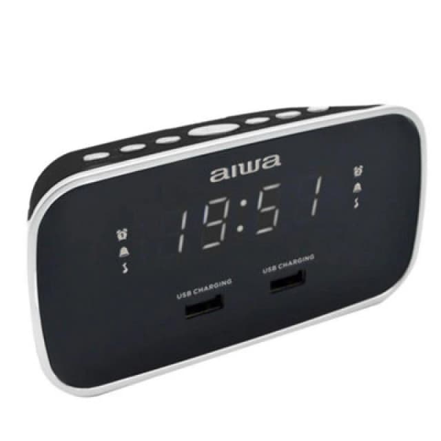 Aiwa Aiwa CRU-19 Digital Dual Alarm Clock in Black One Size Unisex 8435256896756